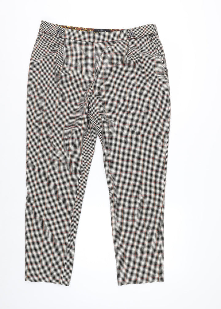 Next Womens Multicoloured Slim Fit Check Trousers Size 12L