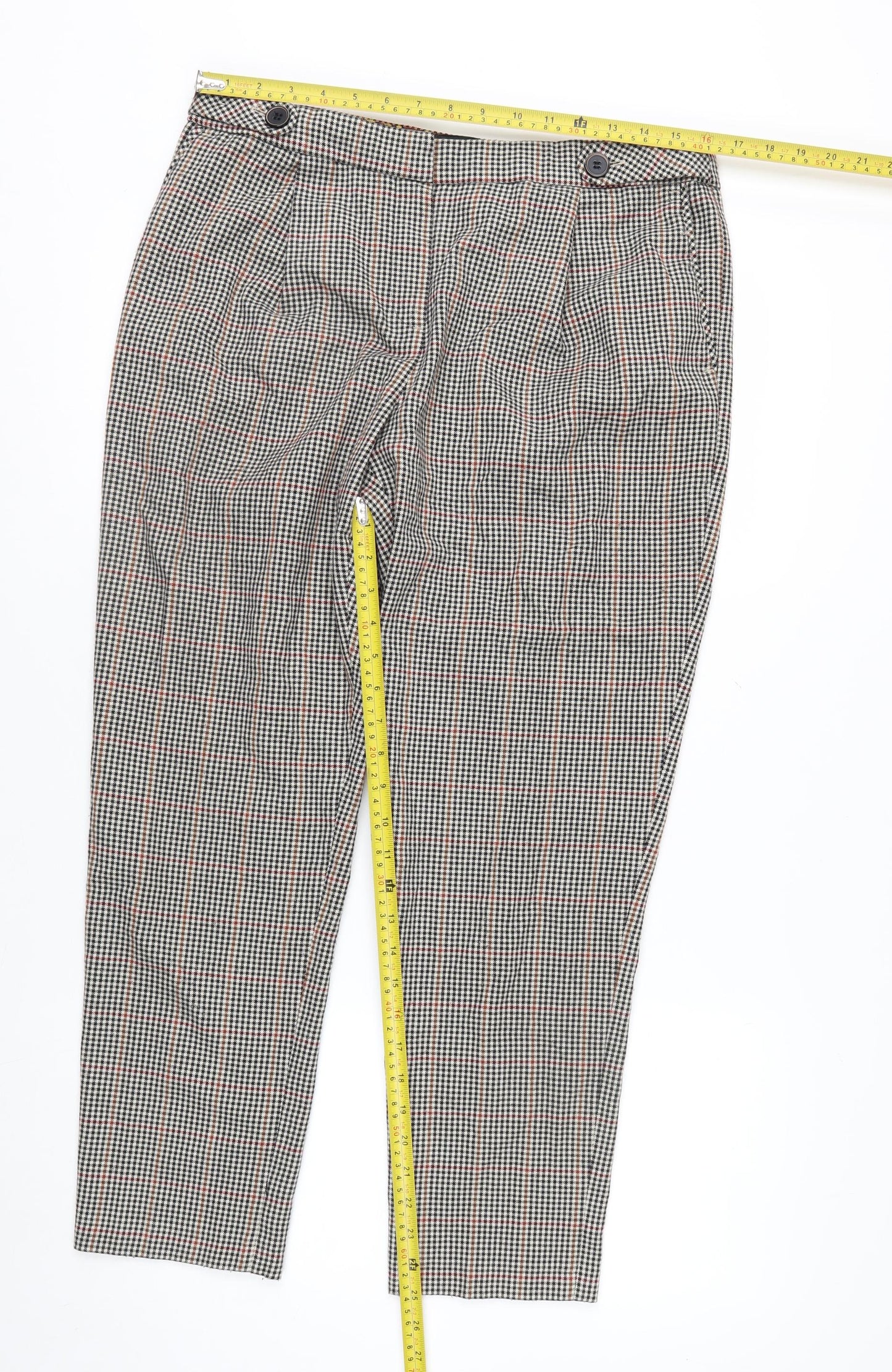 Next Womens Multicoloured Slim Fit Check Trousers Size 12L