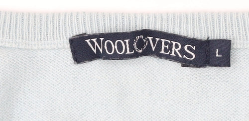 WoolOvers Men's Blue Cotton Cashmere V-Neck Sleeveless Jumper L