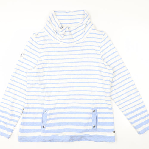 Maine New England Women's Blue White Stripe Pullover Sweatshirt Size 16