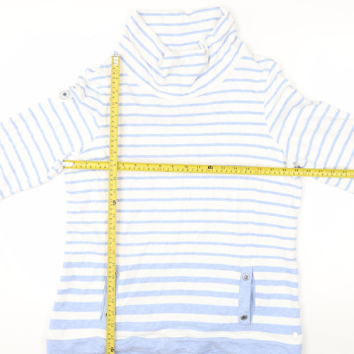 Maine New England Women's Blue White Stripe Pullover Sweatshirt Size 16
