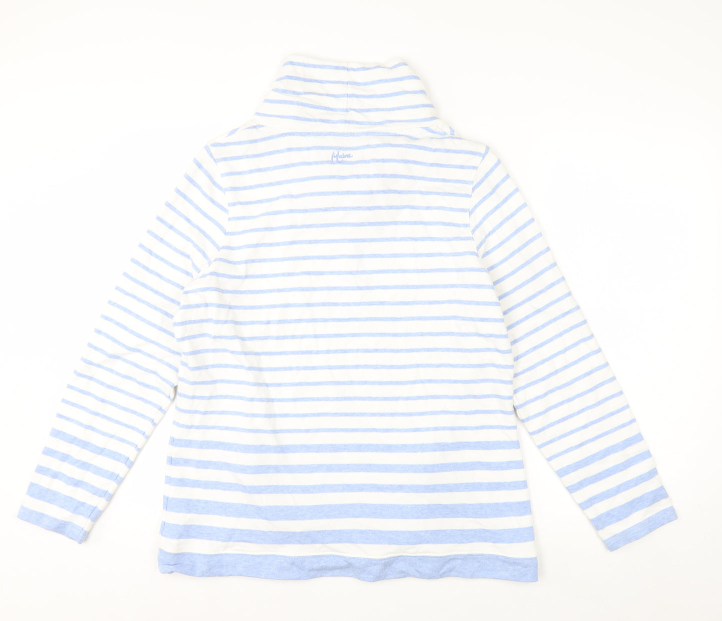 Maine New England Women's Blue White Stripe Pullover Sweatshirt Size 16