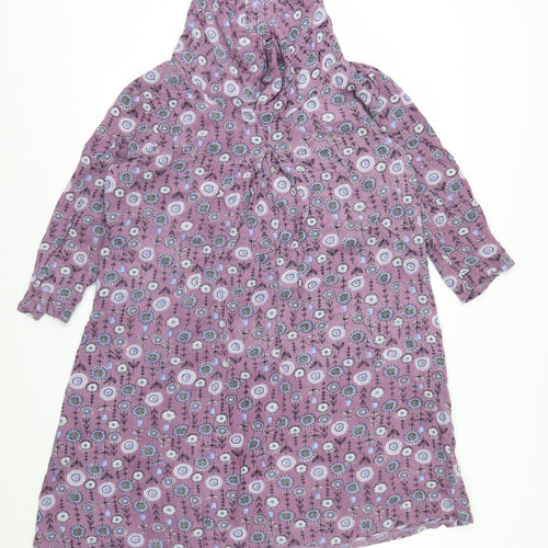 Alice Collins Women Purple Floral Viscose A-Line Knee Dress Size 16