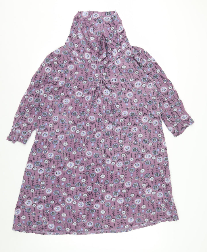 Alice Collins Women Purple Floral Viscose A-Line Knee Dress Size 16