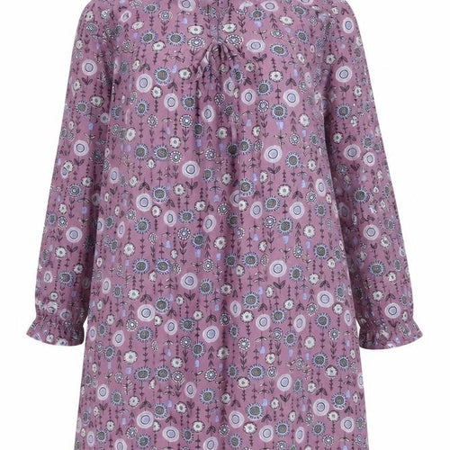 Alice Collins Women Purple Floral Viscose A-Line Knee Dress Size 16
