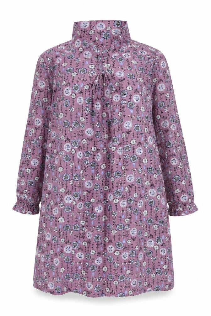 Alice Collins Women Purple Floral Viscose A-Line Knee Dress Size 16