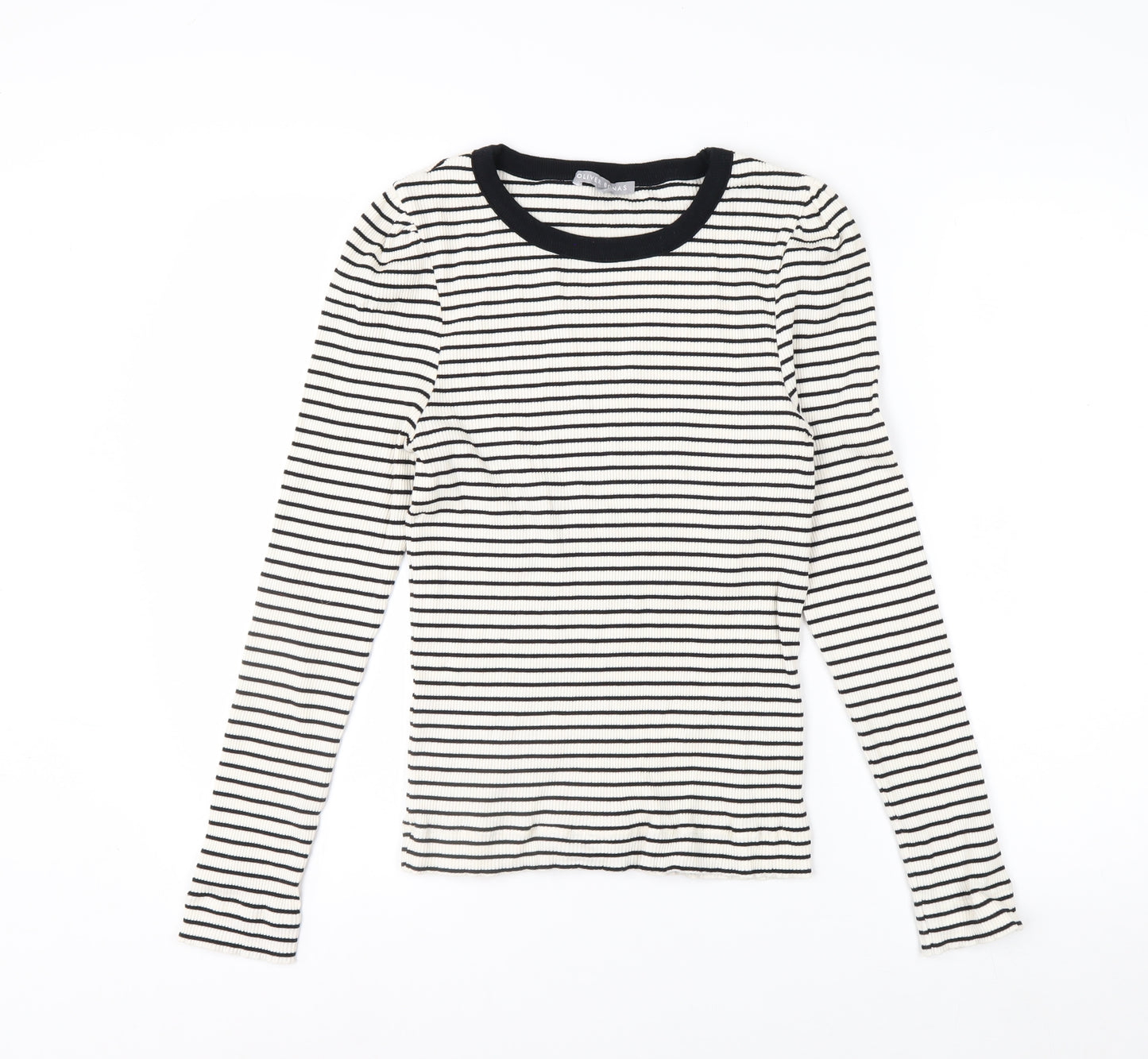 Oliver Bonas Women’s White Black Striped Long Sleeve Cotton Top Size 10