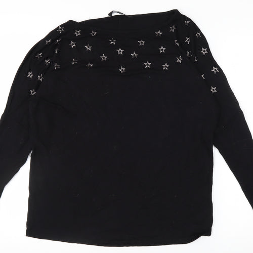 Next Women's Black Star Embroidered Long Sleeve T-Shirt Size 12
