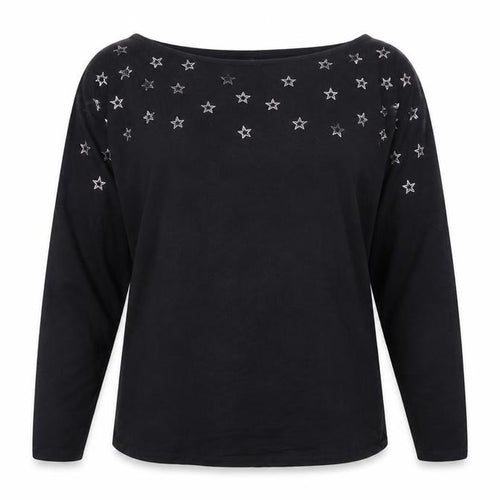 Next Women's Black Star Embroidered Long Sleeve T-Shirt Size 12