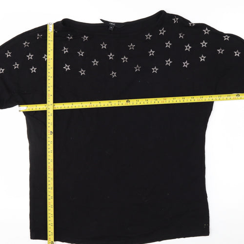 Next Women's Black Star Embroidered Long Sleeve T-Shirt Size 12