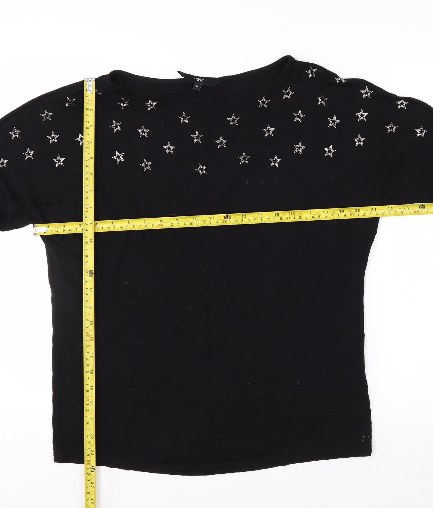 Next Women's Black Star Embroidered Long Sleeve T-Shirt Size 12