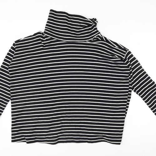 Apricot Women’s Black Stripe Roll Neck Long Sleeve Pullover Jumper Size 18