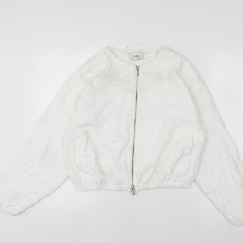 Marks and Spencer Women's White XS Embroidered Linen Bomber Jacket