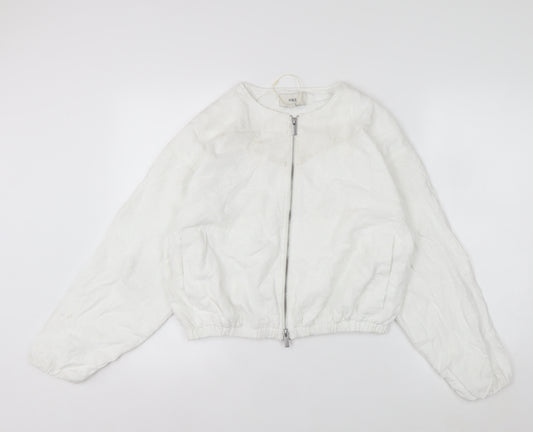 Marks and Spencer Women's White XS Embroidered Linen Bomber Jacket