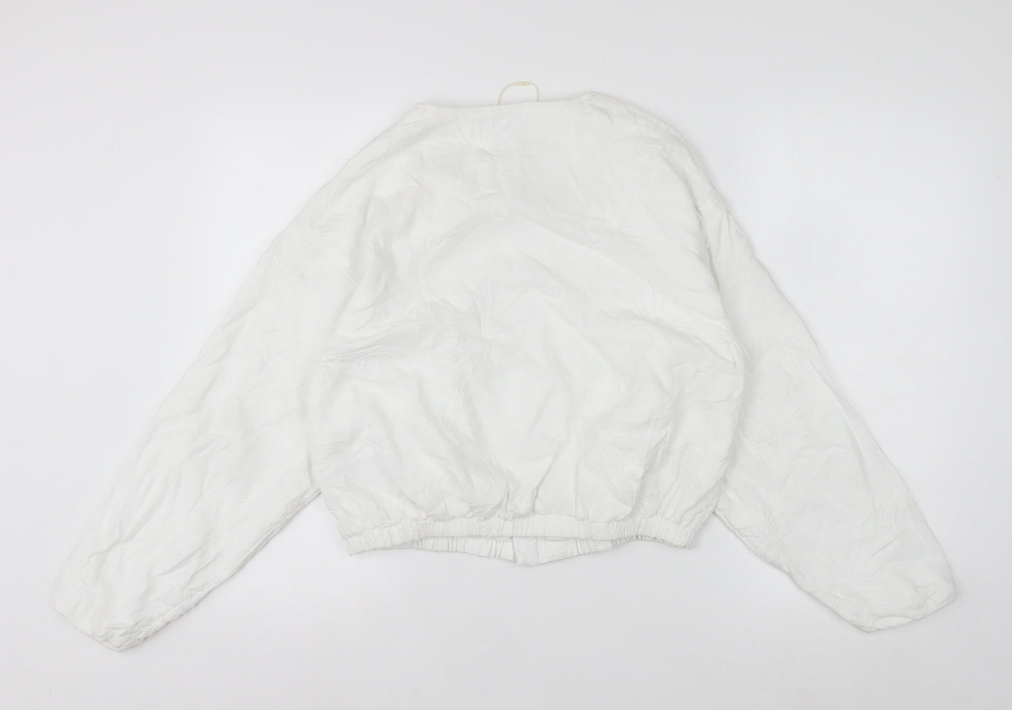 Marks and Spencer Women's White XS Embroidered Linen Bomber Jacket