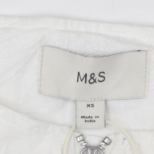 Marks and Spencer Women's White XS Embroidered Linen Bomber Jacket