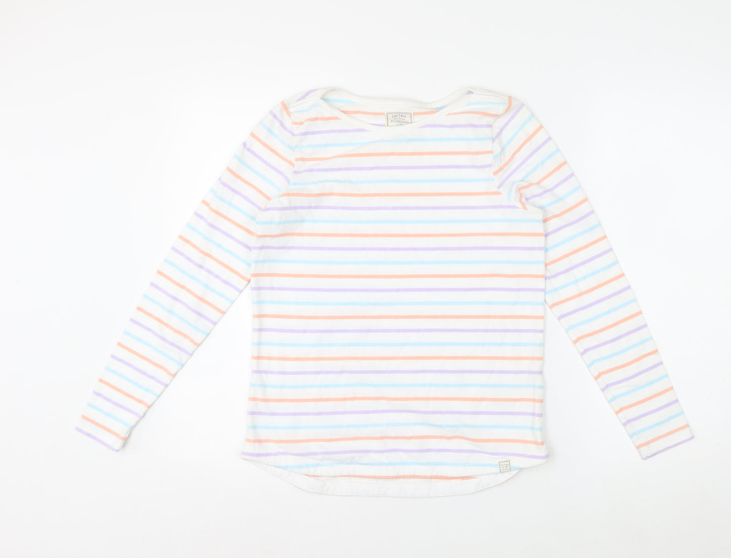 Fat Face Women's Multicoloured Striped Long Sleeve Cotton T-Shirt Size 6