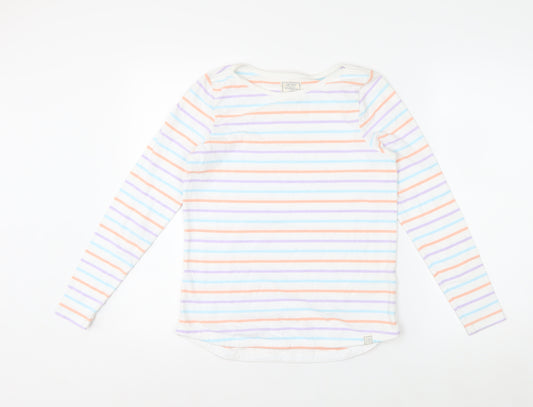 Fat Face Women's Multicoloured Striped Long Sleeve Cotton T-Shirt Size 6