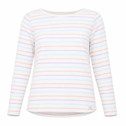 Fat Face Women's Multicoloured Striped Long Sleeve Cotton T-Shirt Size 6