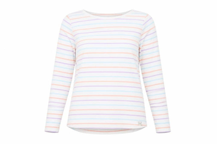 FatFace Women's Multicoloured Striped Long Sleeve Cotton T-Shirt Size 6