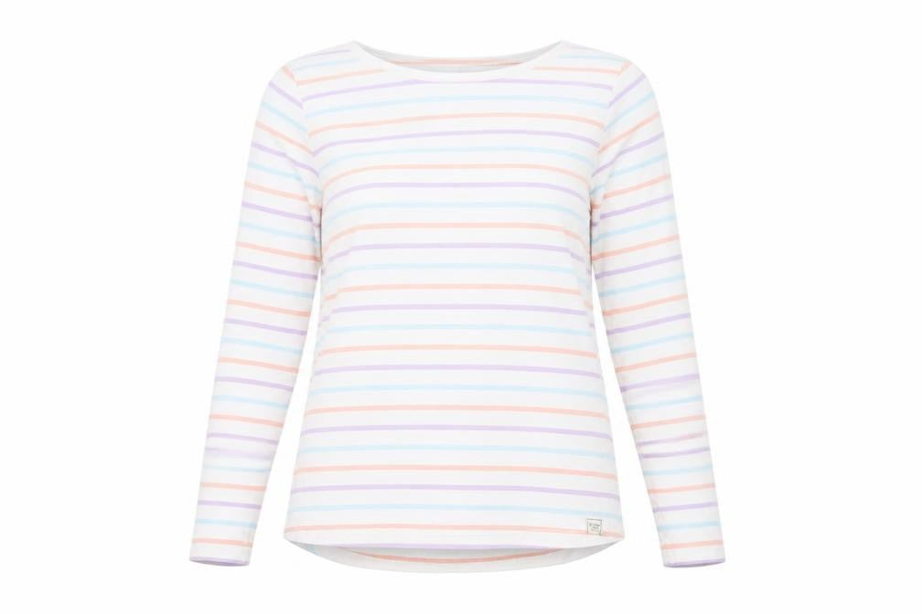 Fat Face Women's Multicoloured Striped Long Sleeve Cotton T-Shirt Size 6