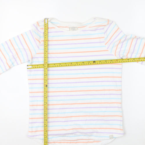 Fat Face Women's Multicoloured Striped Long Sleeve Cotton T-Shirt Size 6