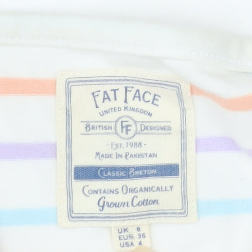Fat Face Women's Multicoloured Striped Long Sleeve Cotton T-Shirt Size 6