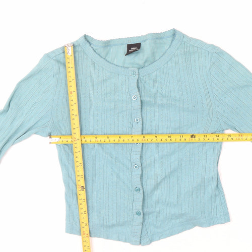 Urban Outfitters Women Blue XS Cropped Button-Up Long Sleeve Top