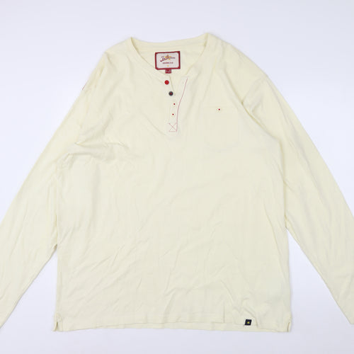Joe Browns Men's Ivory 2XL Long Sleeve Henley Cotton Top