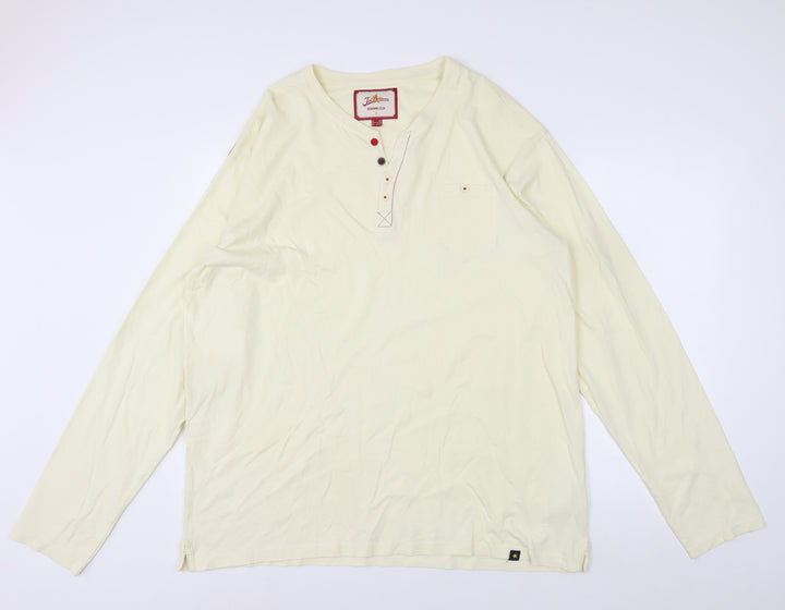 Joe Browns Men's Ivory 2XL Long Sleeve Henley Cotton Top