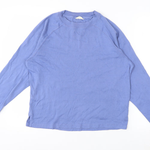 Hush Women's Blue Cotton Long Sleeve Crew Neck T-Shirt XS