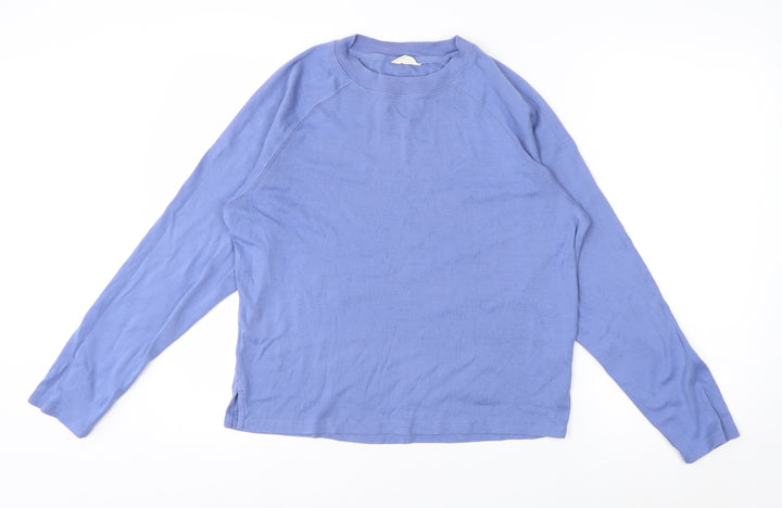 Hush Women's Blue Cotton Long Sleeve Crew Neck T-Shirt XS