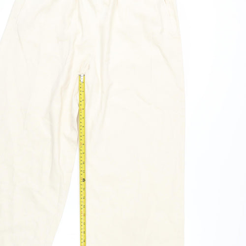 Marks and Spencer Womens Beige Cropped Wide-Leg Trousers Size 14