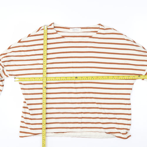 Seasalt Women’s Brown Striped Organic Cotton 3/4 Sleeve T-Shirt UK 14