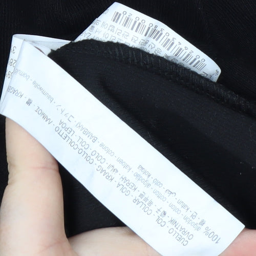 Zara Women Black Collared Long Sleeve Bodysuit Top Size S