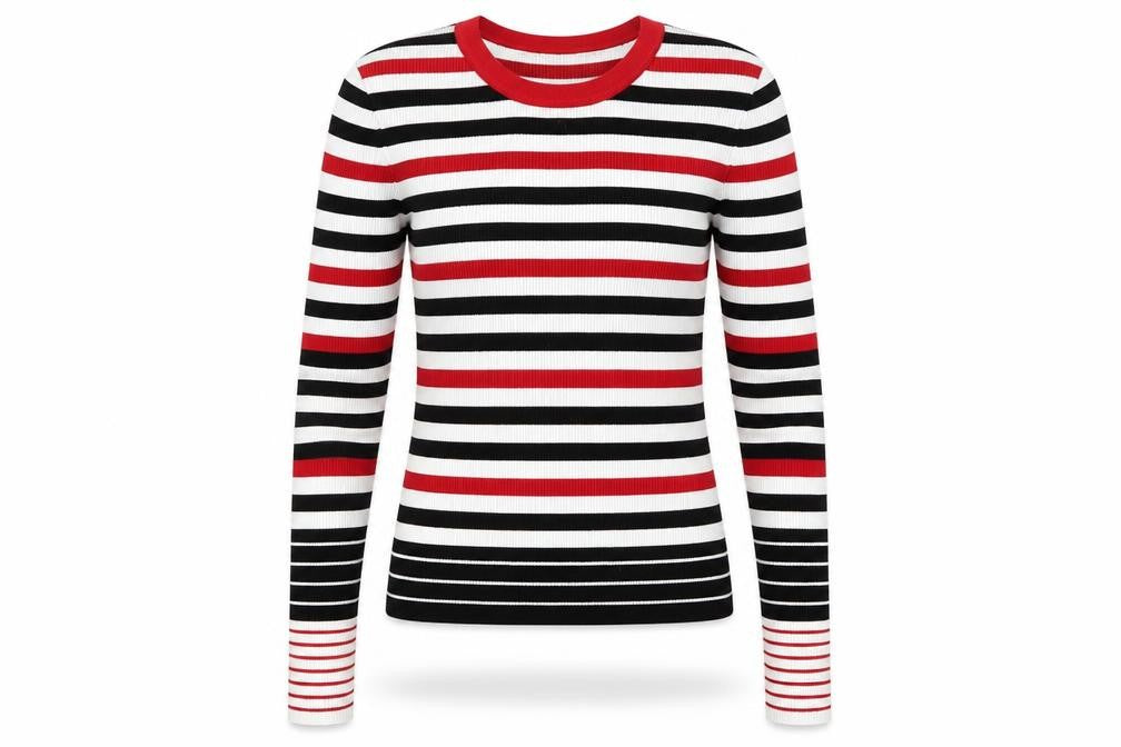 Front view of Zara Women Multicoloured Striped Knit Long Sleeve Top, size S