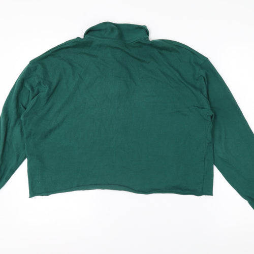 Topshop Women’s Green Cropped Long Sleeve Polo Shirt Size 12