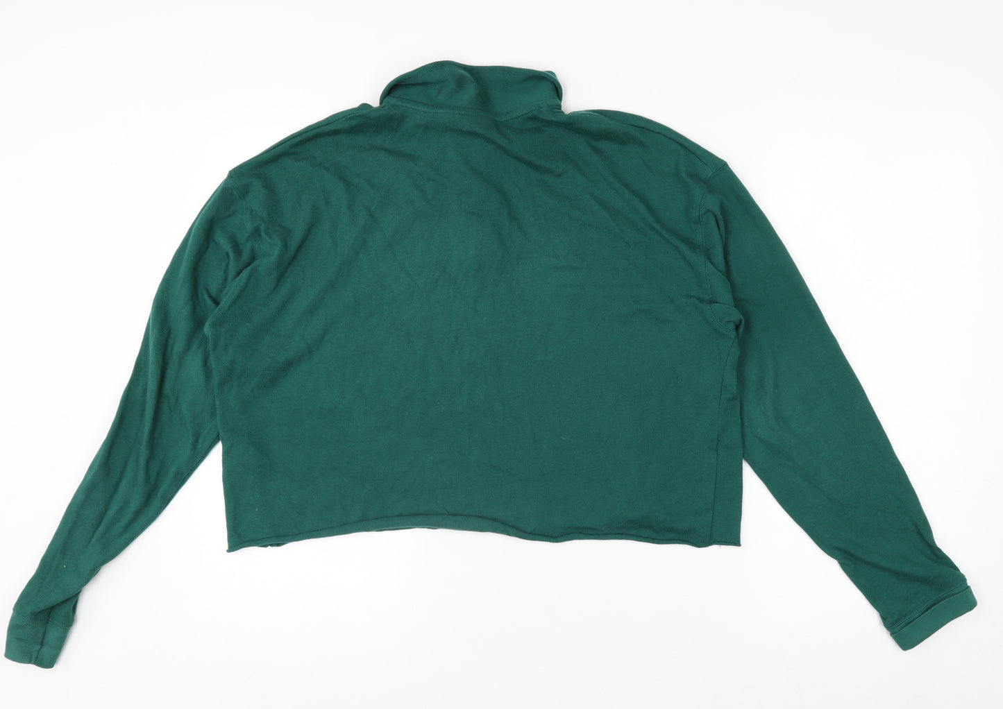 Topshop Women’s Green Cropped Long Sleeve Polo Shirt Size 12