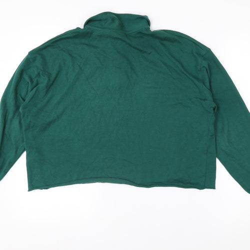 Topshop Women’s Green Cropped Long Sleeve Polo Shirt Size 12