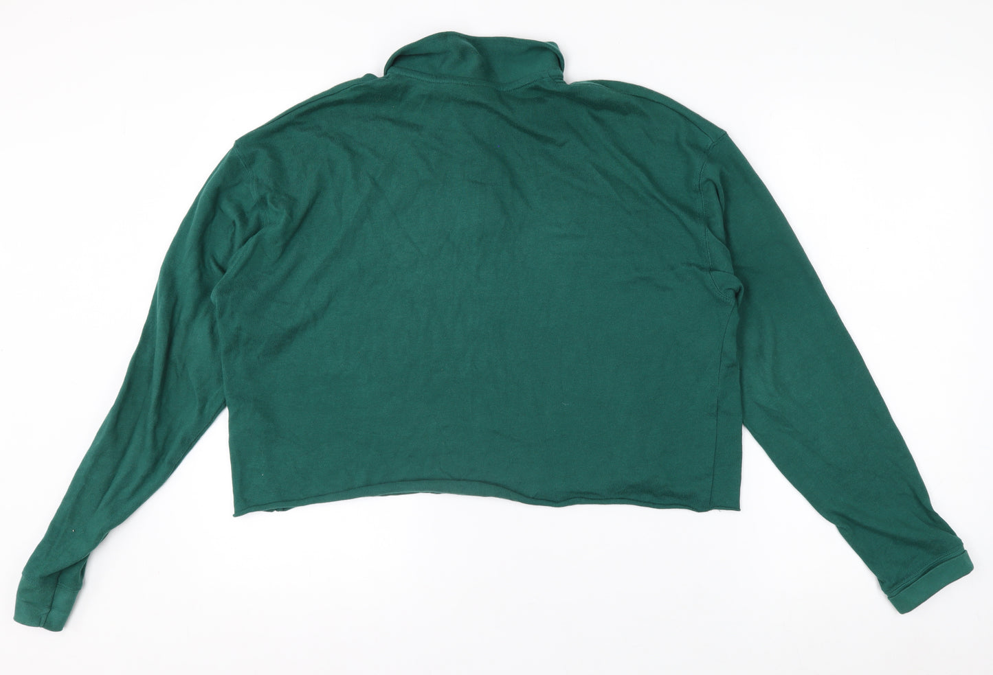 Topshop Women’s Green Cropped Long Sleeve Polo Shirt Size 12