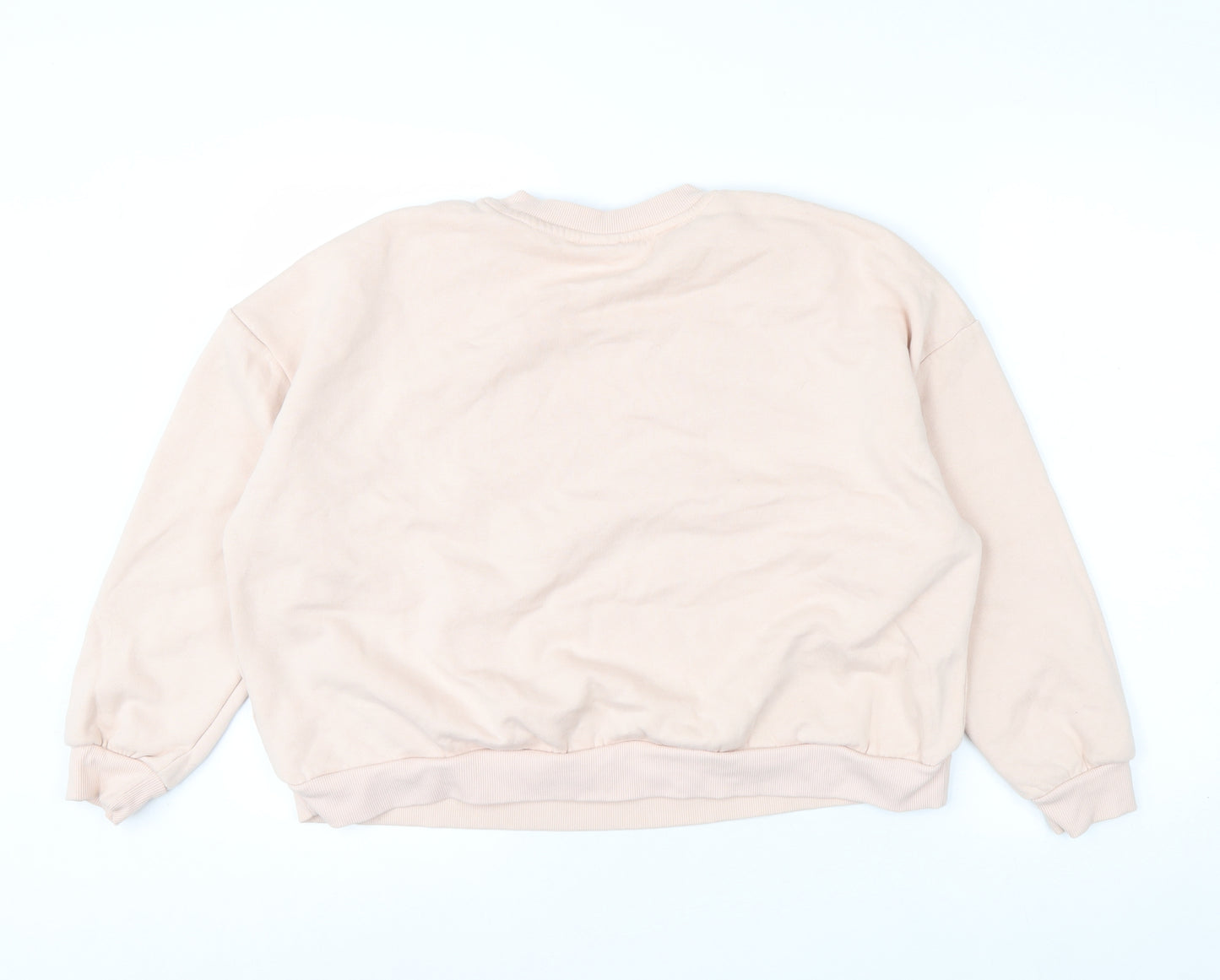 Disney Women Beige Minnie Mouse Crew Neck Pullover Sweatshirt Size 12/14