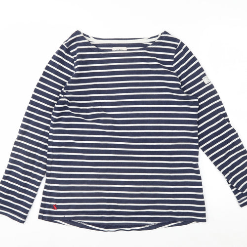 Joules Women Blue Striped Long Sleeve Cotton Nautical Top Size 12