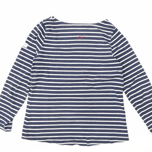 Joules Women Blue Striped Long Sleeve Cotton Nautical Top Size 12