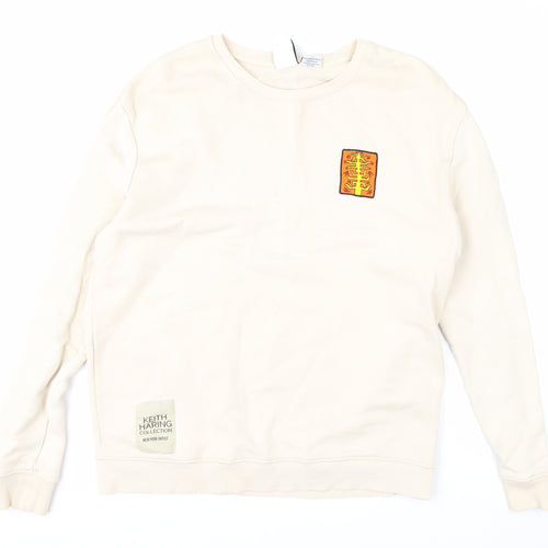 Zara Men Beige Keith Haring Crew Neck Art Sweatshirt L