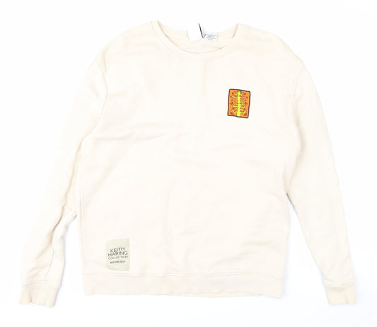 Zara Men Beige Keith Haring Crew Neck Art Sweatshirt L