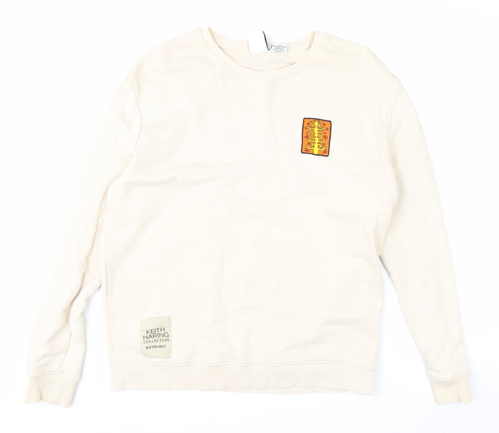 Zara Men Beige Keith Haring Crew Neck Art Sweatshirt L