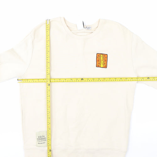Zara Men Beige Keith Haring Crew Neck Art Sweatshirt L