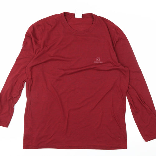 Salomon Men’s Red Long Sleeve Activewear T-Shirt 2XL Regular Fit