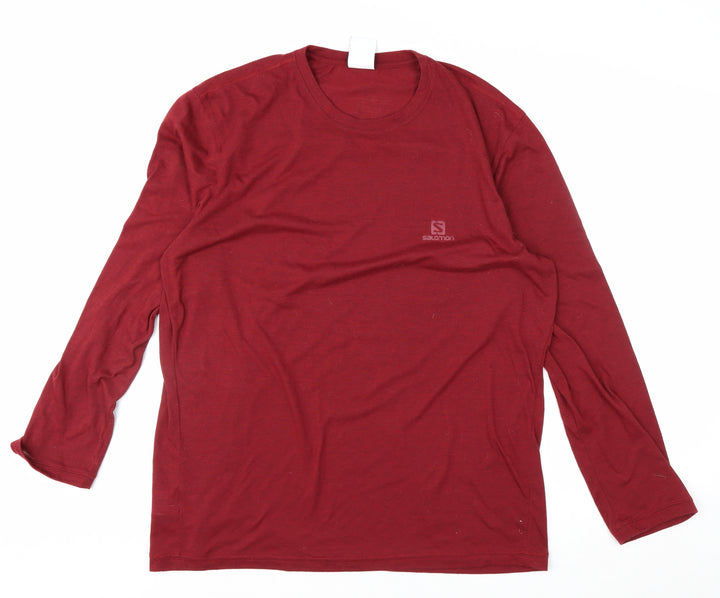 Salomon Men’s Red Long Sleeve Activewear T-Shirt 2XL Regular Fit