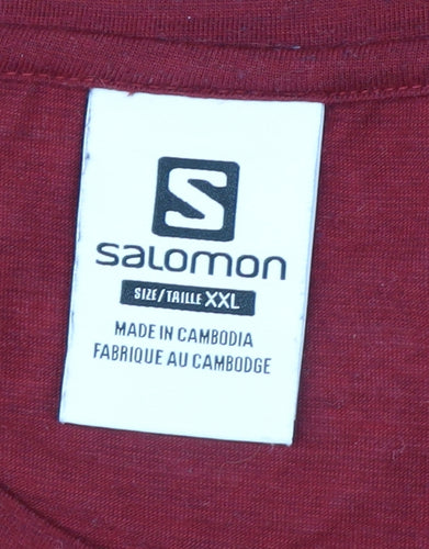 Salomon Men’s Red Long Sleeve Activewear T-Shirt 2XL Regular Fit